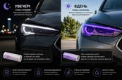 Плівка фотохромна для фар автомобіля ТРU(поліуретан) Прозора-Фіолетова (Бухта-15м). Зображення №3 Плівка фотохромна для фар автомобіля ТРU(поліуретан) Прозора-Фіолетова (Бухта-15м). Зображення №3