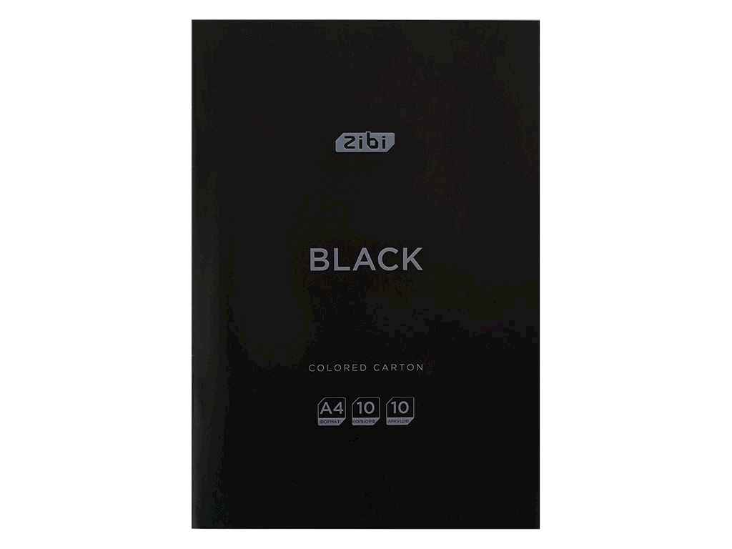 Картон кольоровий 10 аркушів BLACK А4 10 кол. 230г/м2, KIDS Line ZB.1950-01 ТМ ZIBI Картон кольоровий 10 аркушів BLACK А4 10 кол. 230г/м2, KIDS Line ZB.1950-01 ТМ ZIBI