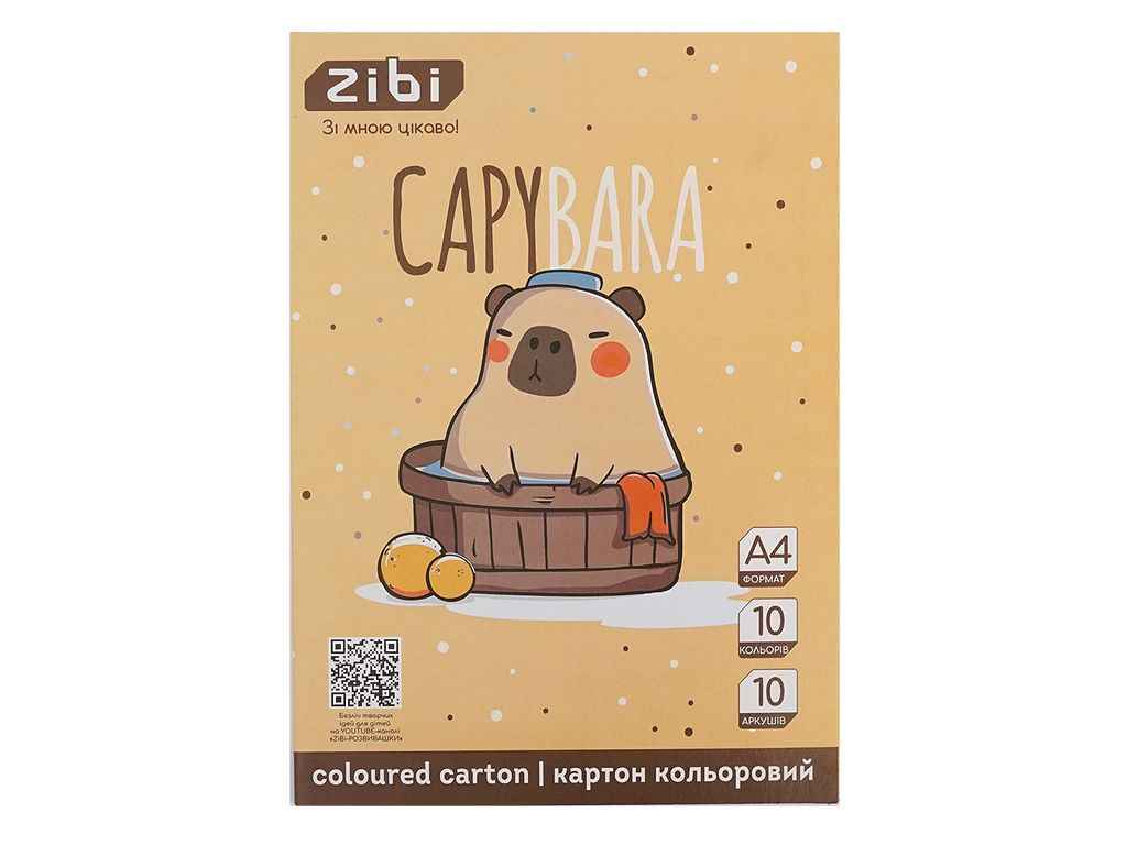 Картон кольоровий 10 аркушів CAPYBARA А4 10 кол. 230г/м2, KIDS Line ZB.1950-18 ТМ ZIBI Картон кольоровий 10 аркушів CAPYBARA А4 10 кол. 230г/м2, KIDS Line ZB.1950-18 ТМ ZIBI