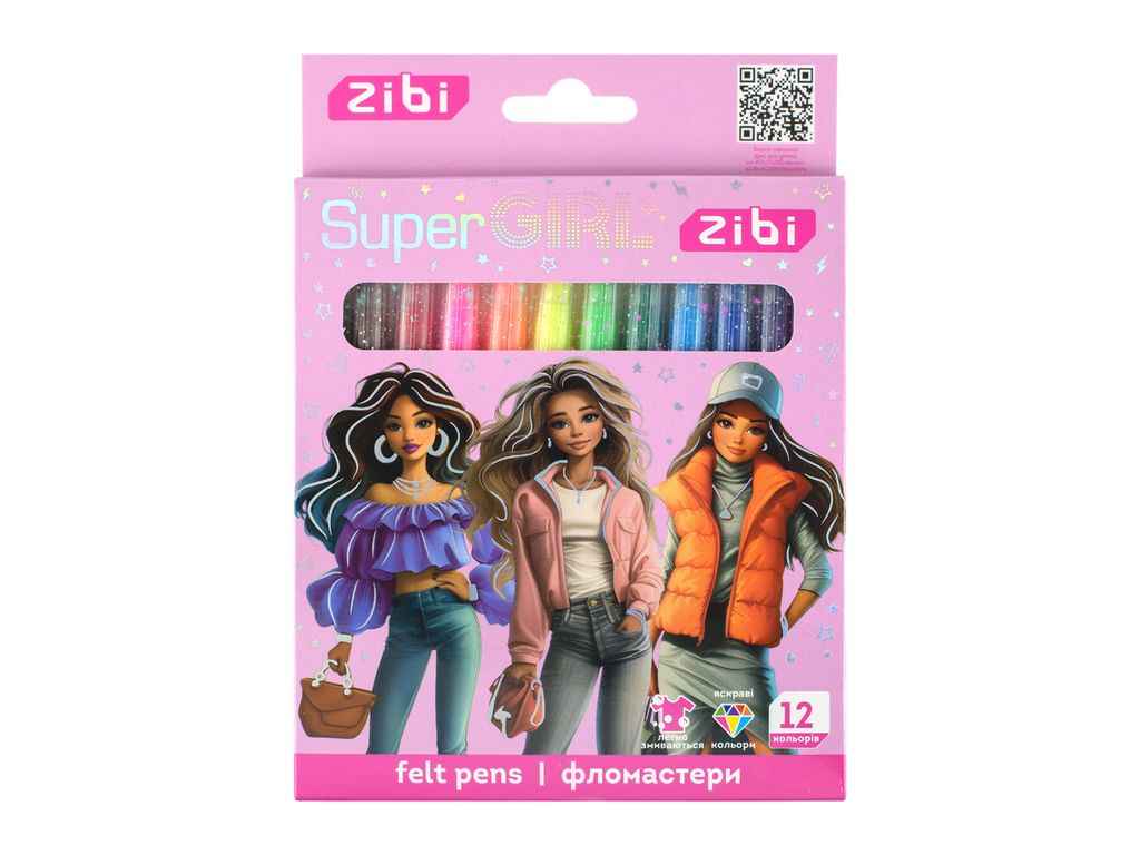 Фломастери 12кол. SUPER GIRL, KIDS Line ZB.2824 ТМ ZIBI Фломастери 12кол. SUPER GIRL, KIDS Line ZB.2824 ТМ ZIBI
