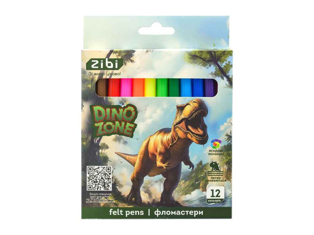 Фломастери 12кол. DINO, KIDS Line ZB.2825 ТМ ZIBI Фломастери 12кол. DINO, KIDS Line ZB.2825 ТМ ZIBI