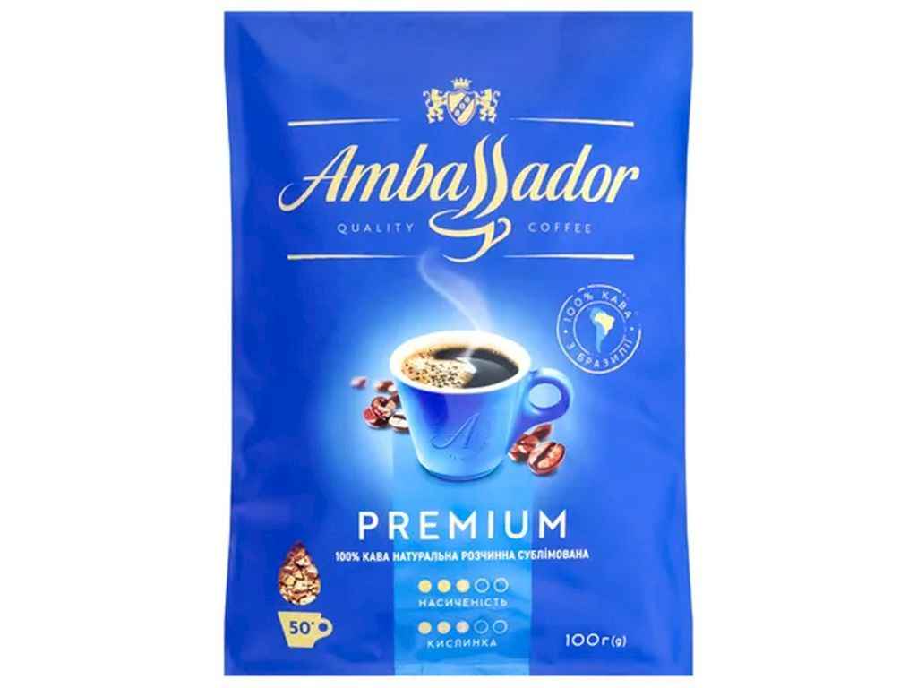 Кава розчинна 100г Premium пакет ТМAMBASSADOR Кава розчинна 100г Premium пакет ТМAMBASSADOR