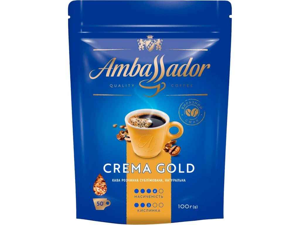 Кава розчинна 100г Crema Gold, пакет ТМAMBASSADOR Кава розчинна 100г Crema Gold, пакет ТМAMBASSADOR