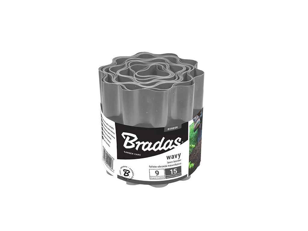 Бордюр газонный пластик волнистый 9мх20см серый, OBFGY 0920 ТМ BRADAS Бордюр газонный пластик волнистый 9мх20см серый, OBFGY 0920 ТМ BRADAS