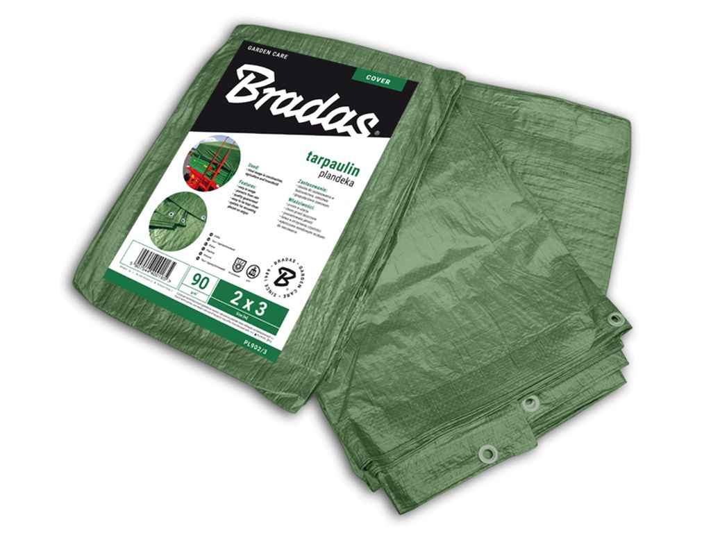 Тент 2х3м зелений 90гр/м2 посилений GREEN PL902/3 ТМ BRADAS Тент 2х3м зелений 90гр/м2 посилений GREEN PL902/3 ТМ BRADAS
