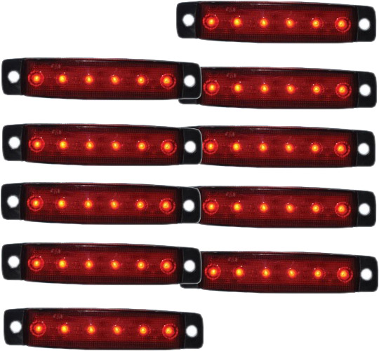 Габарит - червоний - 100х10мм - 12/24V Led 6 діодів - 201306/к (5шт/уп.) Габарит - червоний - 100х10мм - 12/24V Led 6 діодів - 201306/к (5шт/уп.)