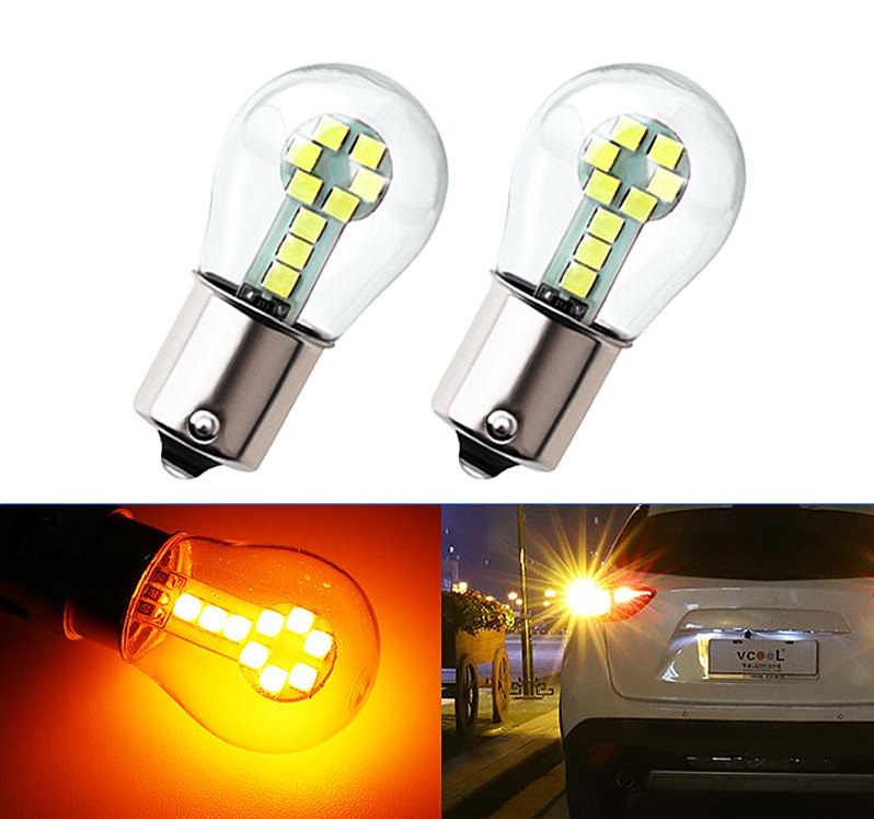 Світлодіод 12V Т25 Жовтий SMD 18-3030 +780Lm У скляній колбі №41 Світлодіод 12V Т25 Жовтий SMD 18-3030 +780Lm У скляній колбі №41