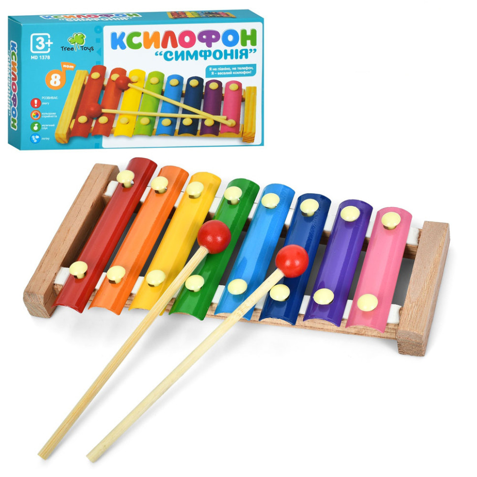 Деревянная игрушка "Ксилофон" MD 1378, 2 палочки, 8 оттенков Деревянная игрушка "Ксилофон" MD 1378, 2 палочки, 8 оттенков