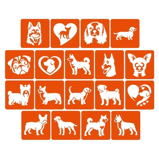 Набір трафаретів для біо-тату "Собаки" Fresh Tattoo dogs-5x5-18 Набір трафаретів для біо-тату "Собаки" Fresh Tattoo dogs-5x5-18