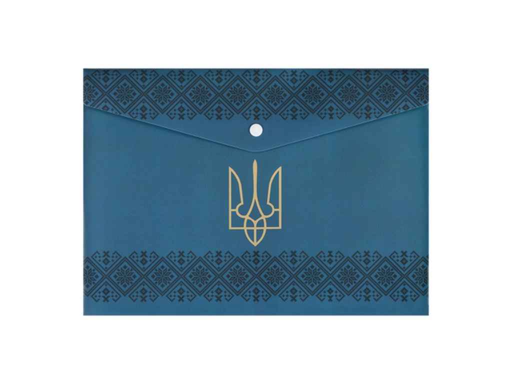 Папка-конверт A4 синий на кнопке, UKRAINE DECOR, вышиванка BM.3970-68 ТМ BUROMAX Папка-конверт A4 синий на кнопке, UKRAINE DECOR, вышиванка BM.3970-68 ТМ BUROMAX