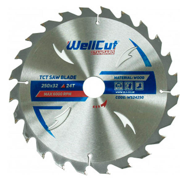 Диск пильный 250*32мм 24Т с напайками Wellcut Диск пильный 250*32мм 24Т с напайками Wellcut