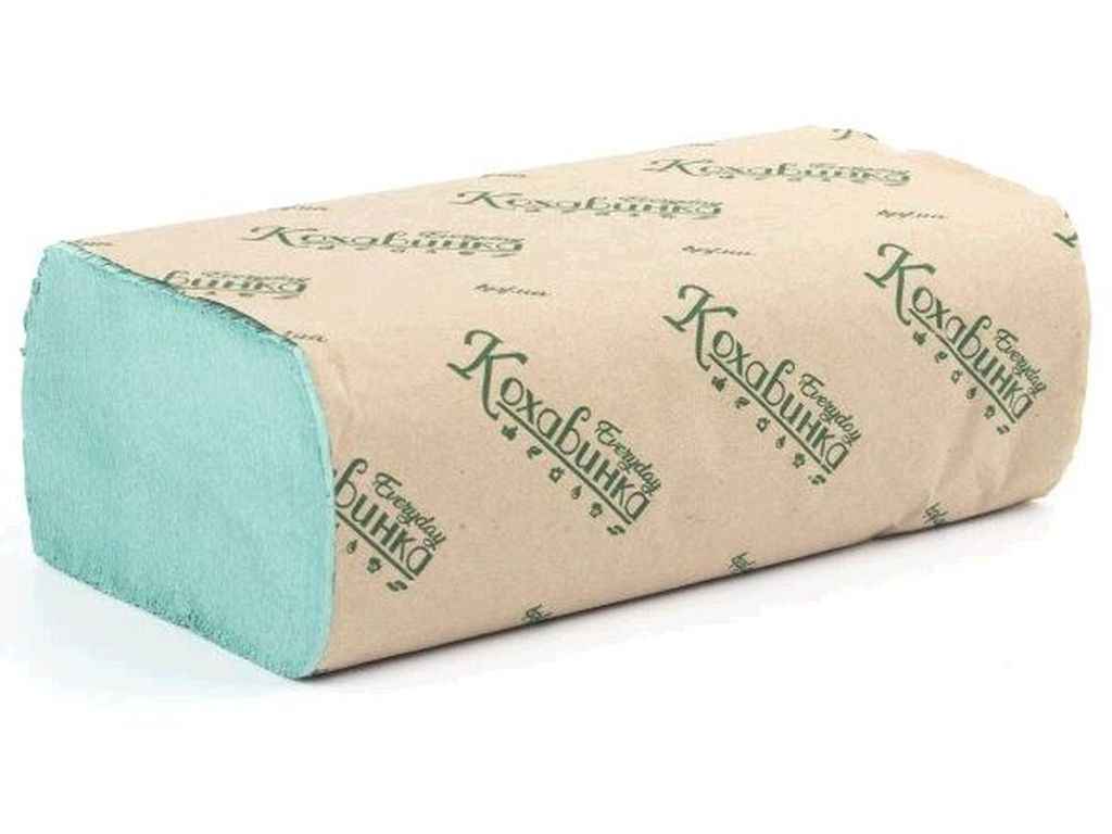 Полотенца бумажные 200 шт. Z-типа 22*23 Зеленые ТМ Кохавинка Полотенца бумажные 200 шт. Z-типа 22*23 Зеленые ТМ Кохавинка