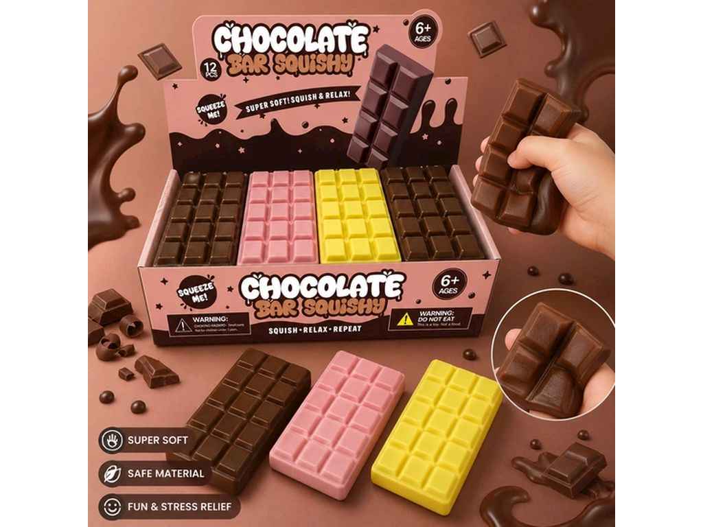 Антистресс-сквиш шоколадка 15,5см шоколадный Chocolate mix ТМ КИТАЙ Антистресс-сквиш шоколадка 15,5см шоколадный Chocolate mix ТМ КИТАЙ