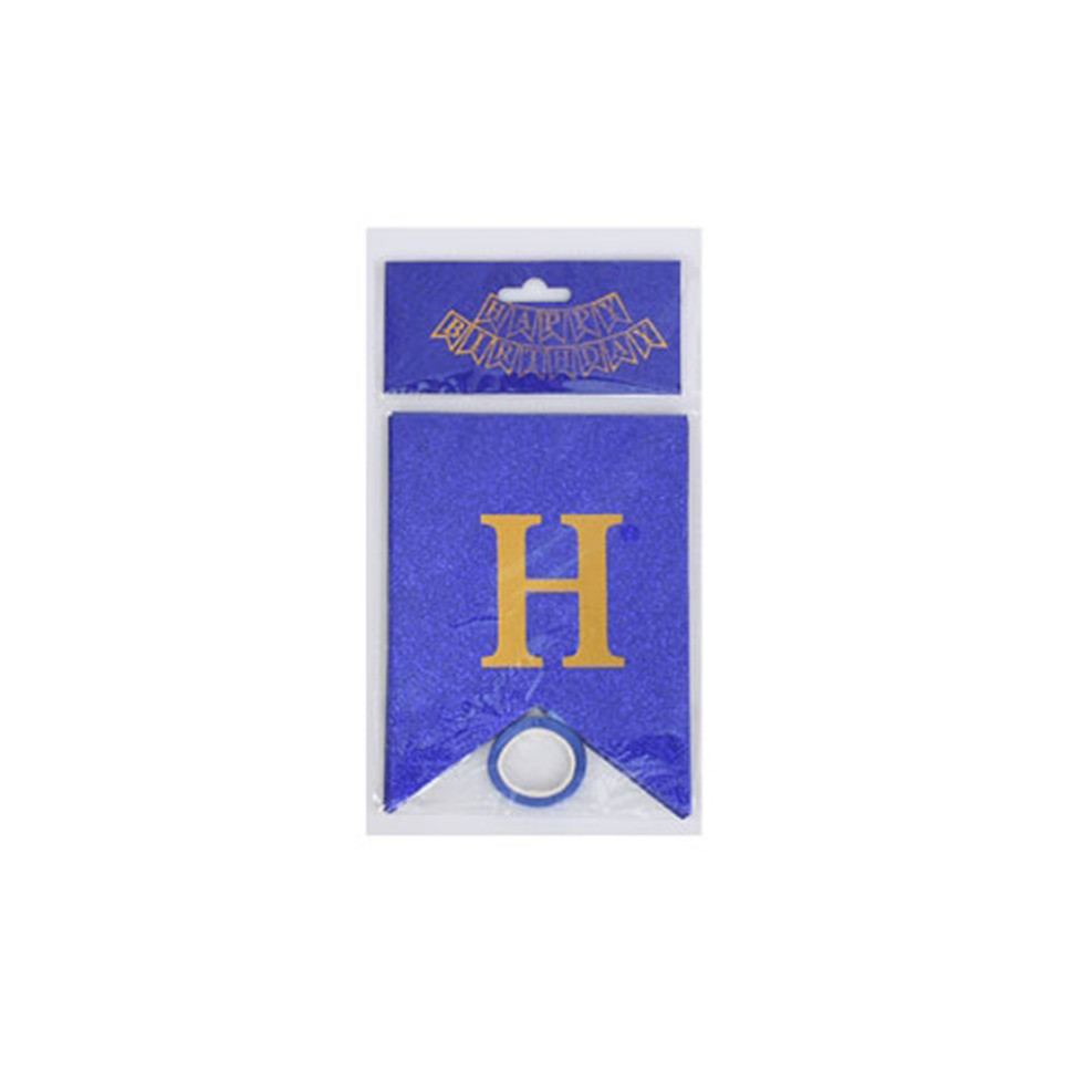 Гирлянда с флажками "Happy Birthday" MK 5955(Blue) синяя Гирлянда с флажками "Happy Birthday" MK 5955(Blue) синяя