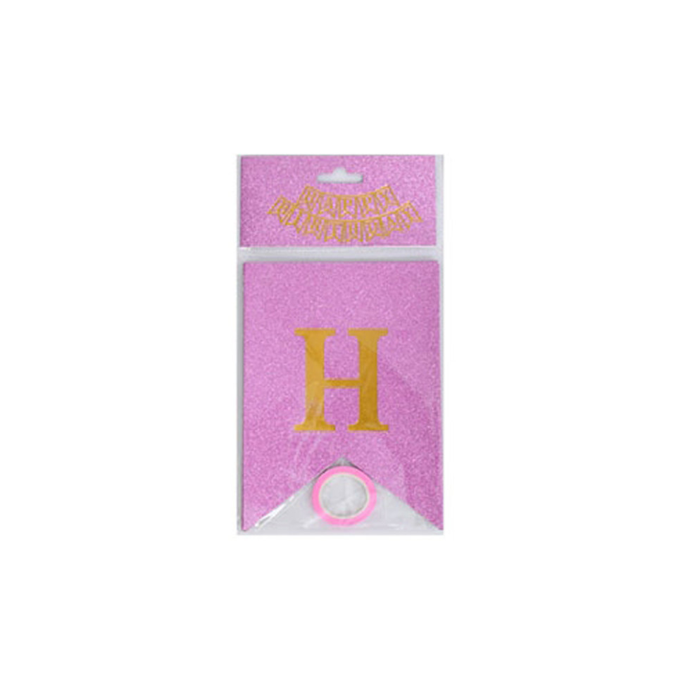 Гирлянда с флажками "Happy Birthday" MK 5955(Pink) розовая Гирлянда с флажками "Happy Birthday" MK 5955(Pink) розовая