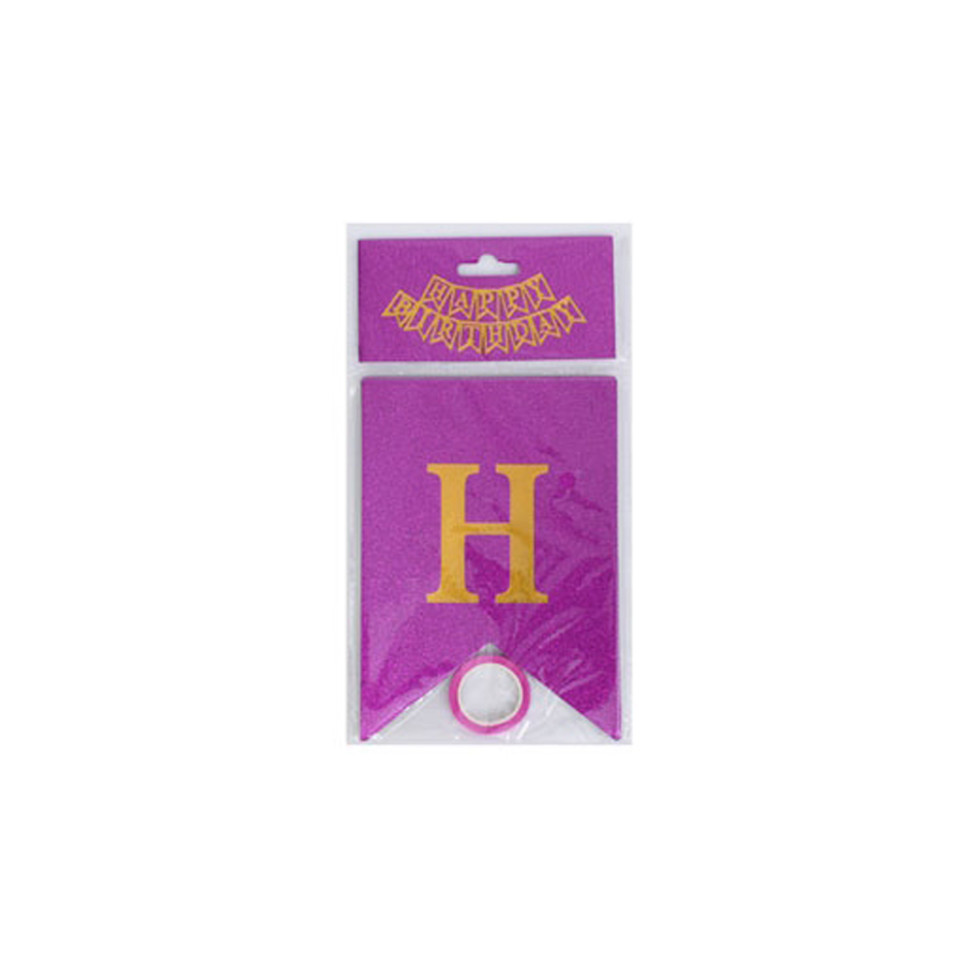 Гірлянда з прапорцями "Happy Birthday" MK 5955(Violet) фіолетова Гірлянда з прапорцями "Happy Birthday" MK 5955(Violet) фіолетова