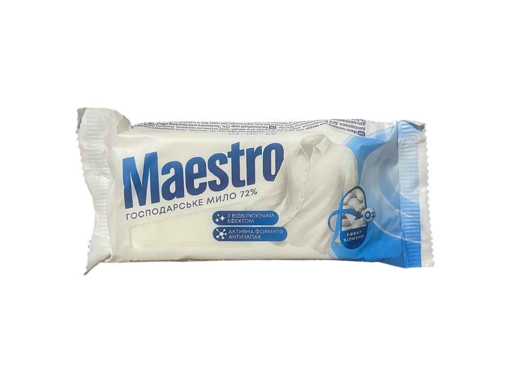 Мыло хозяйственное твердое 72 % Maestro 125г д/стирки с отбел.эффектом ТМ ШАРМ Мыло хозяйственное твердое 72 % Maestro 125г д/стирки с отбел.эффектом ТМ ШАРМ