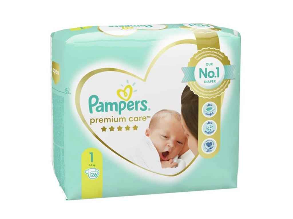 Підгузки Premium Care розмір 1, 2-5 кг, 26шт ТМ PAMPERS Підгузки Premium Care розмір 1, 2-5 кг, 26шт ТМ PAMPERS