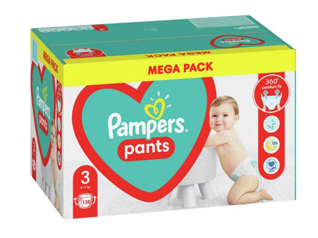 Підгузки-трусики Pants Розмір 3 (6-11 кг) 128 шт. ТМ Pampers Підгузки-трусики Pants Розмір 3 (6-11 кг) 128 шт. ТМ Pampers