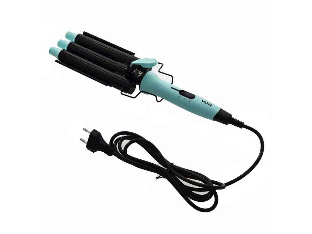 Плойка 100Вт потрійна V-595 BLUE, 5 режимів, керамічне покриття, LED дисплей ТМ VGR Плойка 100Вт потрійна V-595 BLUE, 5 режимів, керамічне покриття, LED дисплей ТМ VGR
