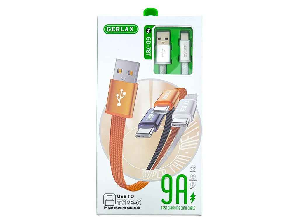 Кабель USB - Type-C GD-78TW 9A тканевый белый 1м 29835 ТМ Gerlax Кабель USB - Type-C GD-78TW 9A тканевый белый 1м 29835 ТМ Gerlax