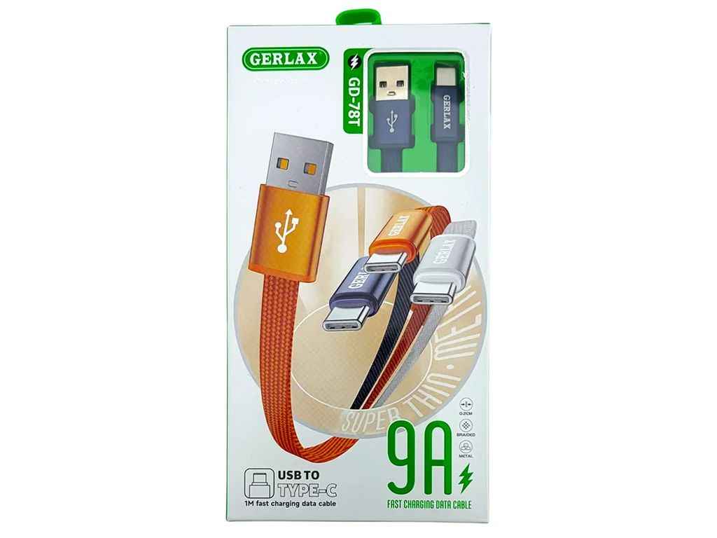 Кабель USB - Type-C GD-78TB 9A тканинний синій 1м 29837 ТМ Gerlax Кабель USB - Type-C GD-78TB 9A тканинний синій 1м 29837 ТМ Gerlax