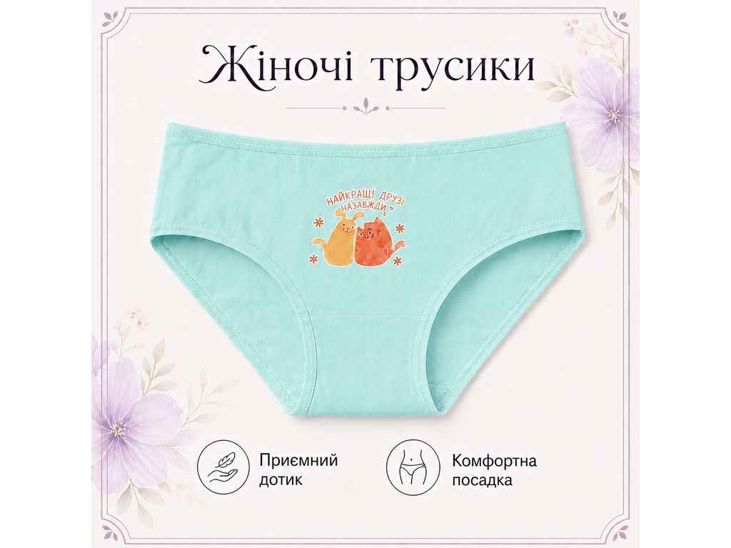 Труси жін. 1148 р.XL бiрюзовий 1шт ТМ GERRIKOLL Труси жін. 1148 р.XL бiрюзовий 1шт ТМ GERRIKOLL