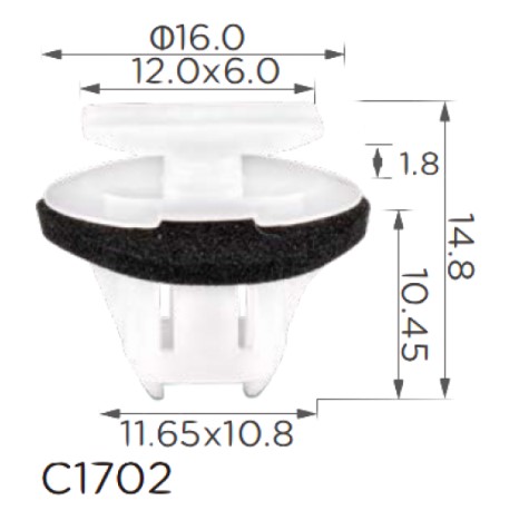 Кліпси C1702 молдингу NISSAN, INFINITI, RENAULT (76882JG10A, 76882-JG10A, 15765) ( уп. 100 шт.) Кліпси C1702 молдингу NISSAN, INFINITI, RENAULT (76882JG10A, 76882-JG10A, 15765) ( уп. 100 шт.)