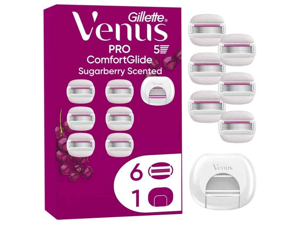 Картридж 6шт для гоління (леза) жіночі Venus Pro ComfortGlide Sugarberry чохол для лез ТМ VENUS Картридж 6шт для гоління (леза) жіночі Venus Pro ComfortGlide Sugarberry чохол для лез ТМ VENUS