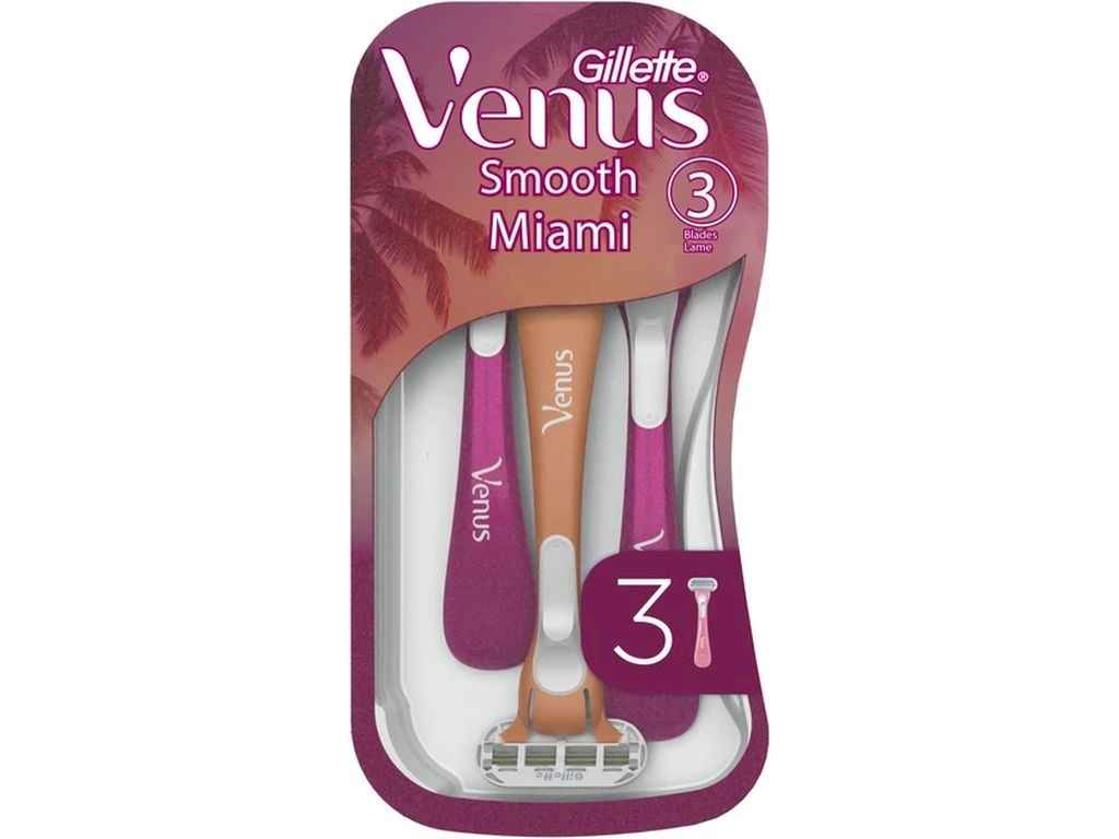 Бритва одноразова 3 леза 3 шт для гоління Smooth Miami ТМ VENUS Бритва одноразова 3 леза 3 шт для гоління Smooth Miami ТМ VENUS