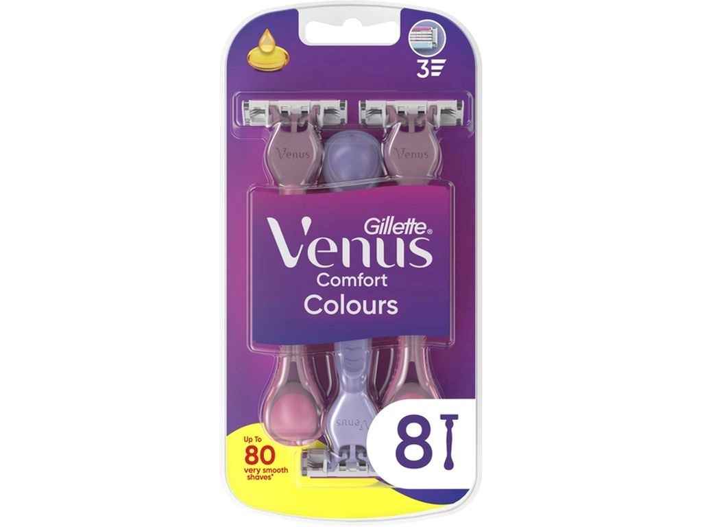 Бритва одноразова 3леза 8шт для гоління Comfort Colours Одноразові ТМ VENUS Бритва одноразова 3леза 8шт для гоління Comfort Colours Одноразові ТМ VENUS