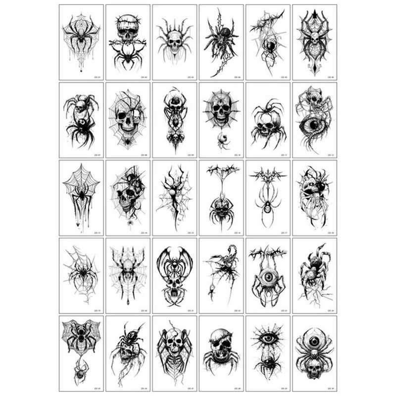 Набір тимчасових тату "Чорні міні №7" black-tattoo-mini-set-7-ZZC-30, 30 штук, розмір 9,5 х 9,5 см Набір тимчасових тату "Чорні міні №7" black-tattoo-mini-set-7-ZZC-30, 30 штук, розмір 9,5 х 9,5 см
