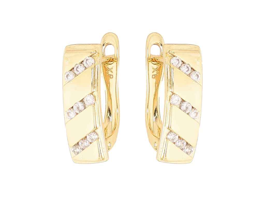 Сережки англійська застібка Позолота 14K Візерунок з кристалами 1,6см (334325) ТМ XUPING Сережки англійська застібка Позолота 14K Візерунок з кристалами 1,6см (334325) ТМ XUPING