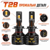 Лампа LED H7 радиатор+кулер 300w/30000lm T28 4575 Chip 6000K IP68 DC12V EMC-драйвер. Изображение №2