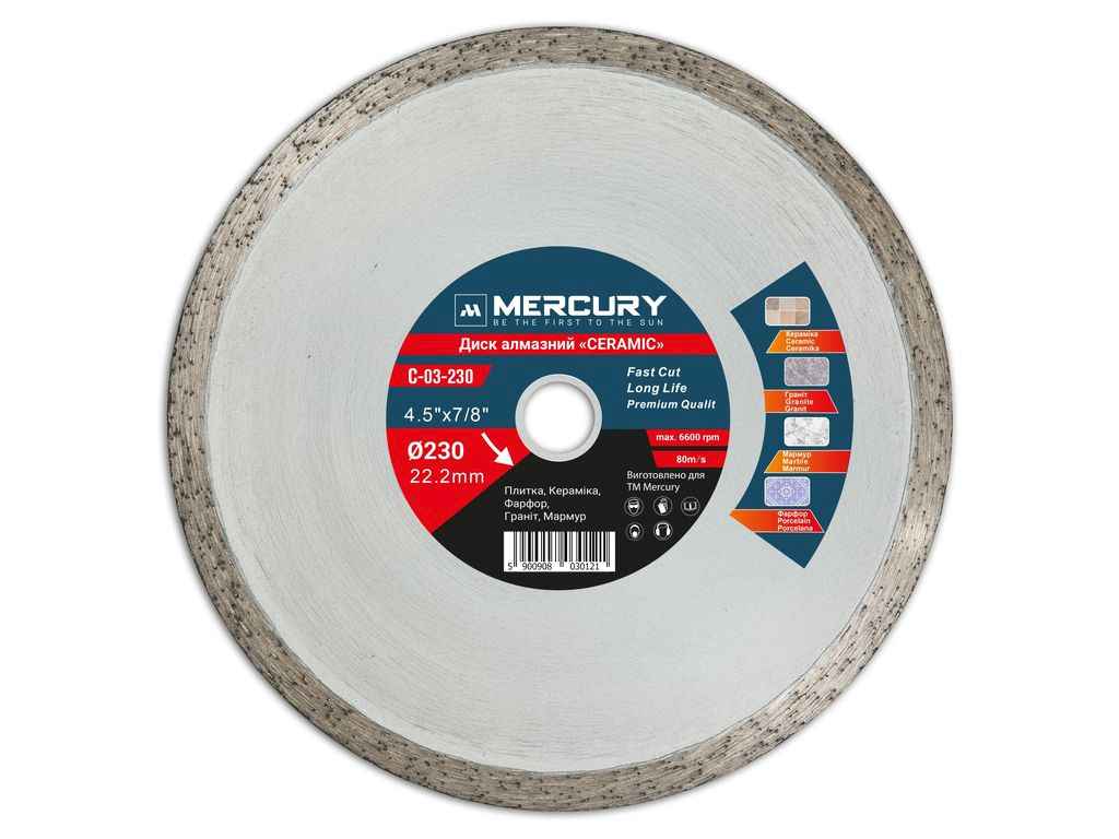 Диск алмазный плитка 230мм 22,2мм CERAMIC C-03-230 ТМ Mercury Диск алмазный плитка 230мм 22,2мм CERAMIC C-03-230 ТМ Mercury