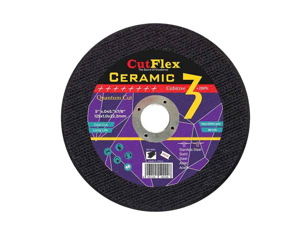 Диск відрізний по металу 125мм х 1мм х 22,2мм Ceramic 3 нерж. U-03-125 ТМ CutFlex Диск відрізний по металу 125мм х 1мм х 22,2мм Ceramic 3 нерж. U-03-125 ТМ CutFlex
