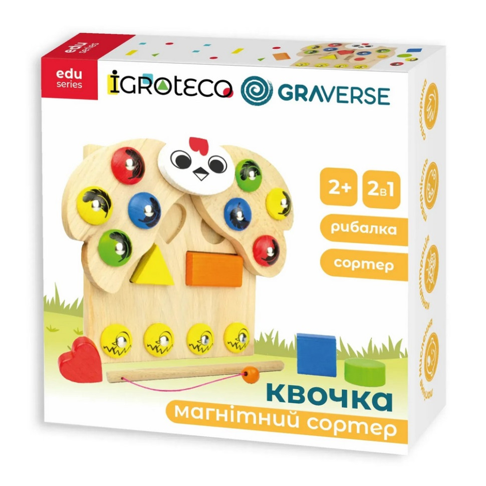 Деревянная развивающая игра "Магнитный сортер Квочка" 900637 Деревянная развивающая игра "Магнитный сортер Квочка" 900637