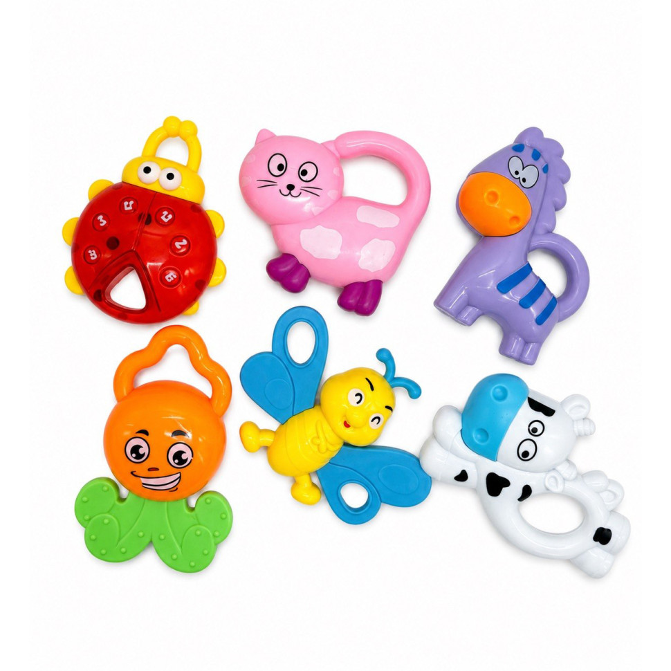 Набор детских погремушек "Baby toys" 2826-1, в наборе 6 штук Набор детских погремушек "Baby toys" 2826-1, в наборе 6 штук
