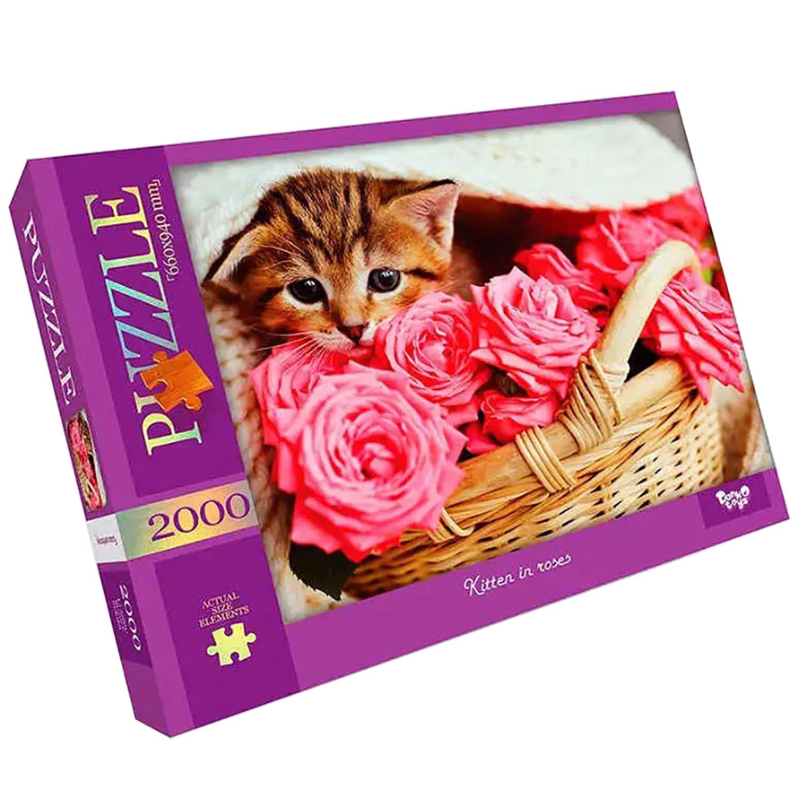 Пазл "Котик в розах" Danko Toys C2000-01-05, 2000 эл. Пазл "Котик в розах" Danko Toys C2000-01-05, 2000 эл.