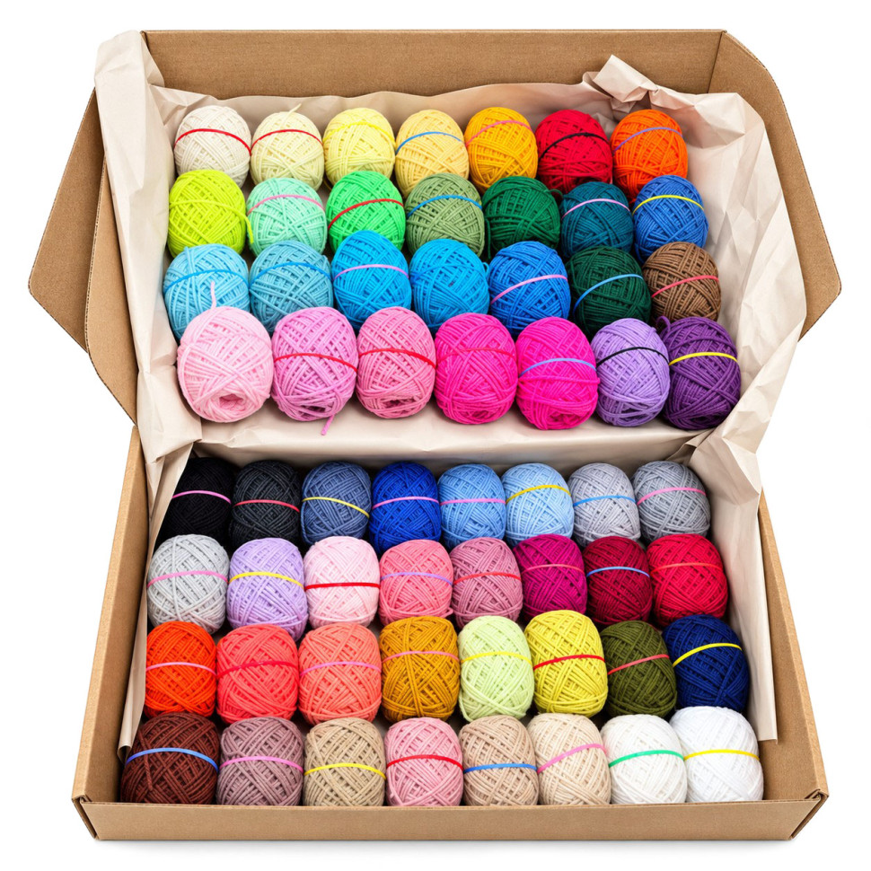 Великий набір для в'язання іграшок Candy-yarn CY22_15573_10657, 60 кольорів по 12 грам Великий набір для в'язання іграшок Candy-yarn CY22_15573_10657, 60 кольорів по 12 грам