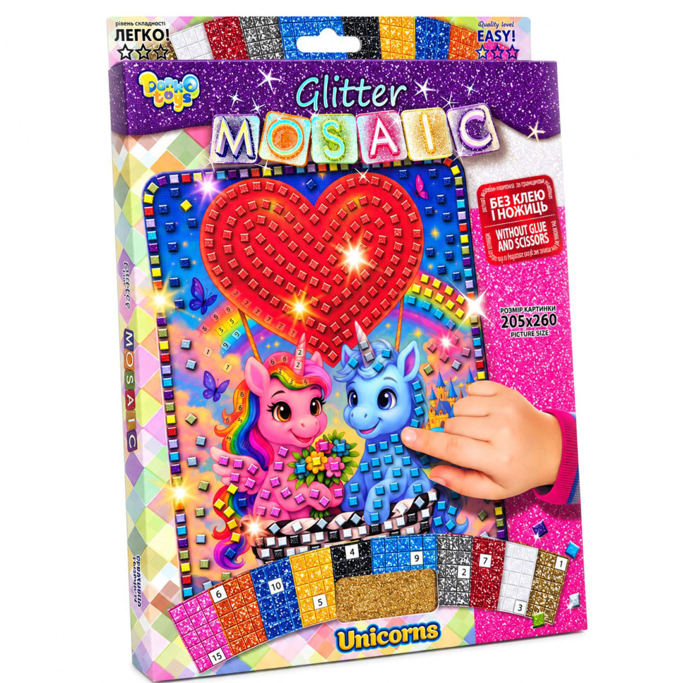 Креативное творчество «Блестящая мозаика Unicorns» БМ-04-02 серии «Glitter Mosaic» Креативное творчество «Блестящая мозаика Unicorns» БМ-04-02 серии «Glitter Mosaic»