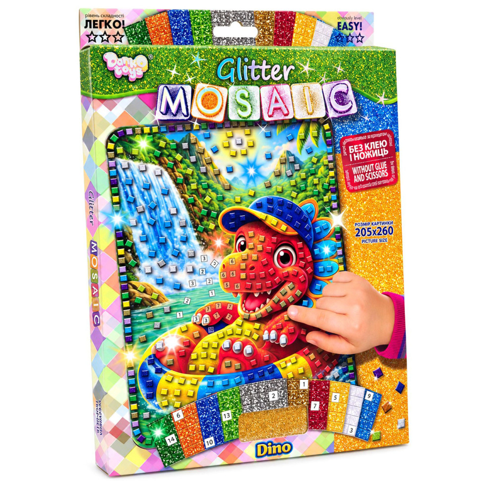 Креативна творчість "Блискуча мозаїка Dino" БМ-04-07 серії "Glitter Mosaic" Креативна творчість "Блискуча мозаїка Dino" БМ-04-07 серії "Glitter Mosaic"