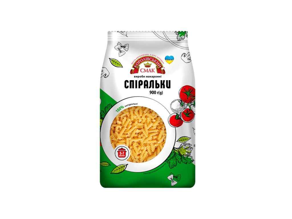 Макаронні вироби 900г Спіральки ТМ Королівський смак Макаронні вироби 900г Спіральки ТМ Королівський смак
