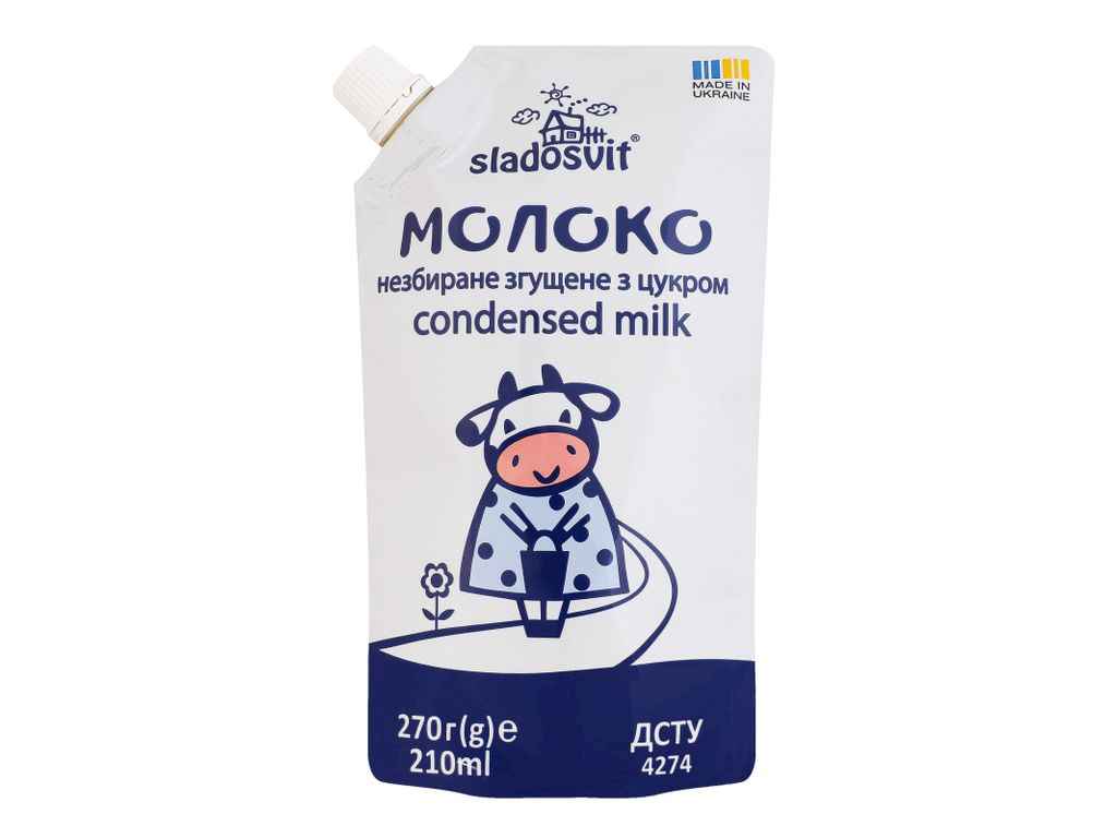 Сгущенное молоко 270г цельное с сахаром 8,5% нетто ТМ Sladosvit Сгущенное молоко 270г цельное с сахаром 8,5% нетто ТМ Sladosvit