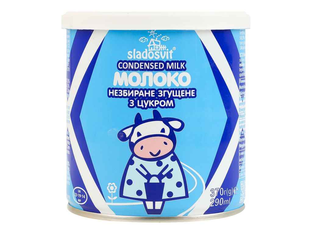 Молоко сгущенное 370г цельное с сахаром 8,5% ДСТУ 4274 без косточки ТМSladosvit Молоко сгущенное 370г цельное с сахаром 8,5% ДСТУ 4274 без косточки ТМSladosvit