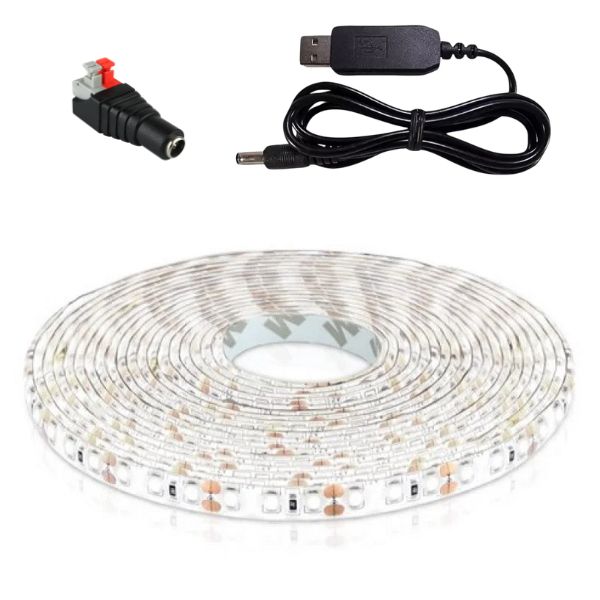 Світлодіодна стрічка біла 5м, 6000-6500K, 12Вт (120 LED/метр) з перехідником на USB, герметична Світлодіодна стрічка біла 5м, 6000-6500K, 12Вт (120 LED/метр) з перехідником на USB, герметична