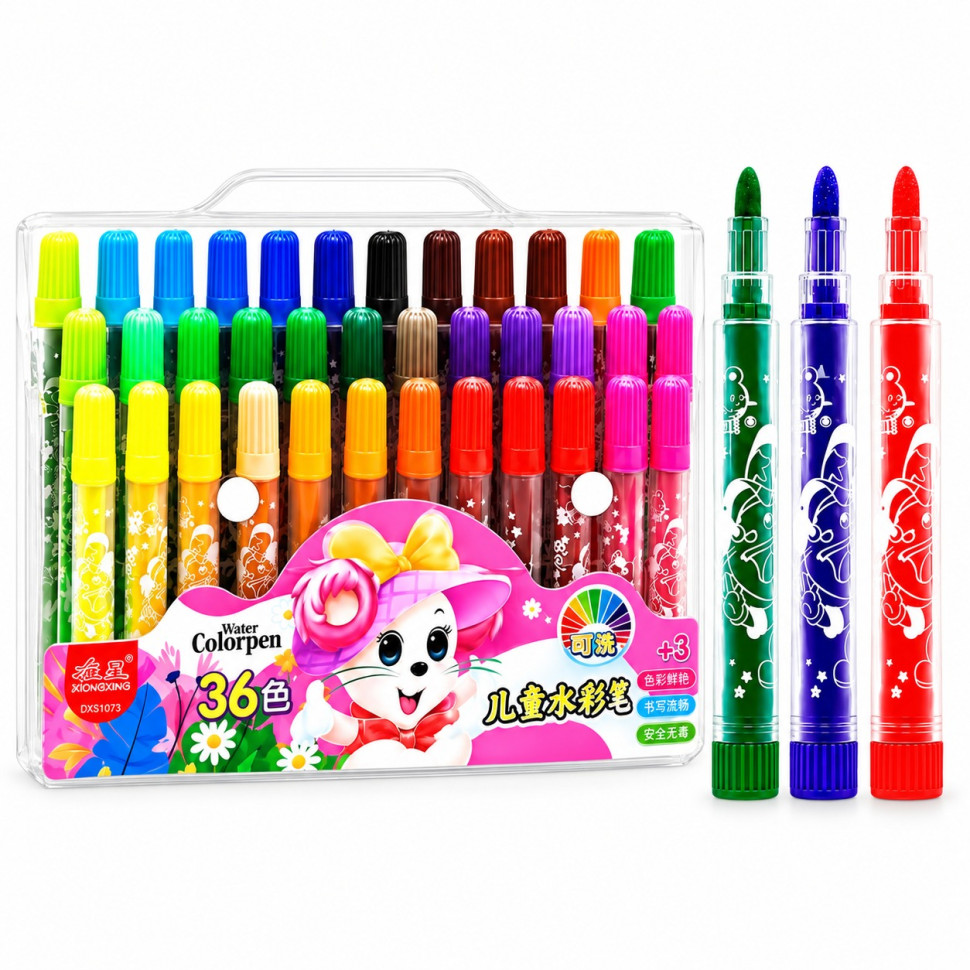 Набор фломастеров "Water color pen" 1103-36-Pink, 118556, 36 цветов, в сумочке Набор фломастеров "Water color pen" 1103-36-Pink, 118556, 36 цветов, в сумочке