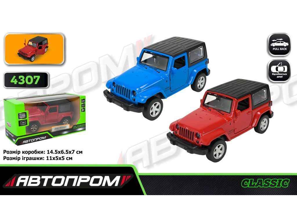 Машина метал арт.4307, JEEP WRANGLER, 3 кольори, відкр.двері 1:42 ТМ АВТОПРОМ Машина метал арт.4307, JEEP WRANGLER, 3 кольори, відкр.двері 1:42 ТМ АВТОПРОМ