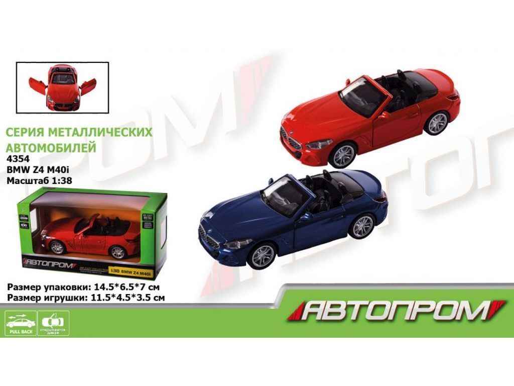 Машина метал арт.4354 BMW Z4 M40i, 2 кольори, відкр.двері 1:38 ТМ АВТОПРОМ Машина метал арт.4354 BMW Z4 M40i, 2 кольори, відкр.двері 1:38 ТМ АВТОПРОМ