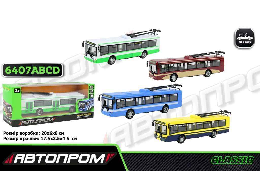 Троллейбус метал 6407ABCD 1:72 ТМ АВТОПРОМ Троллейбус метал 6407ABCD 1:72 ТМ АВТОПРОМ